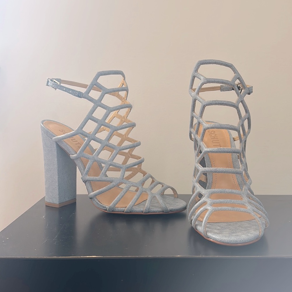Schultz new caged block heel sandals size 7.5